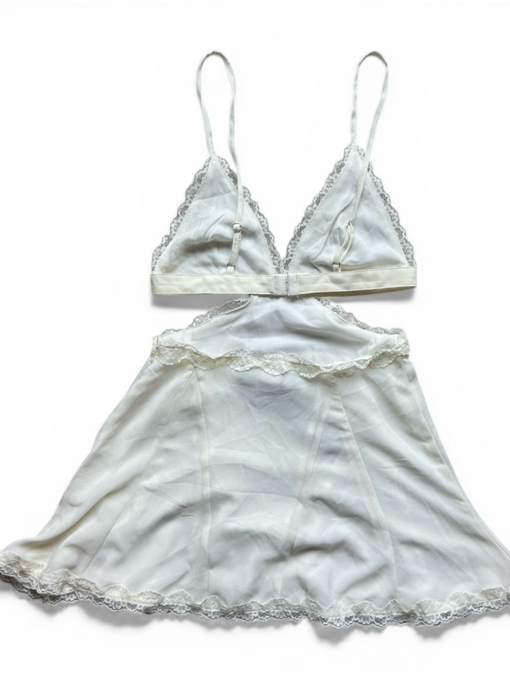 NWT White Fox Boutique Polar Opposite Off White Lace Trim Cutout Mini Dress - Picture 9 of 13